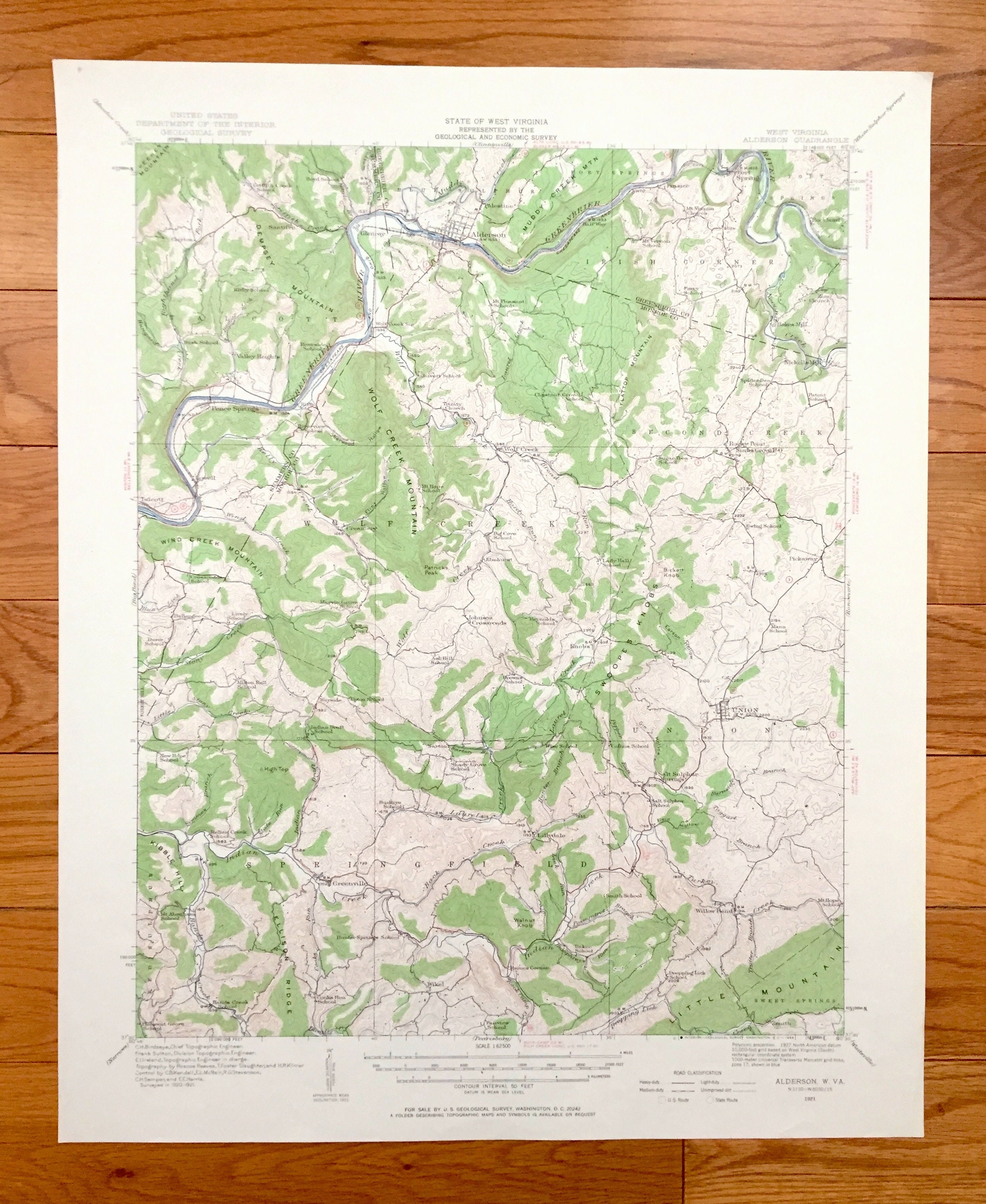 Antique Alderson West Virginia 1921 US Geological Survey Etsy Canada