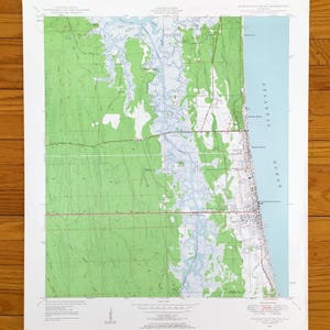 Ancienne carte topographique de Jacksonville Beach, Floride 1948 US Geological Survey - comté de Duval, Manhattan, Atlantique, Neptune, Pablo Creek, Floride