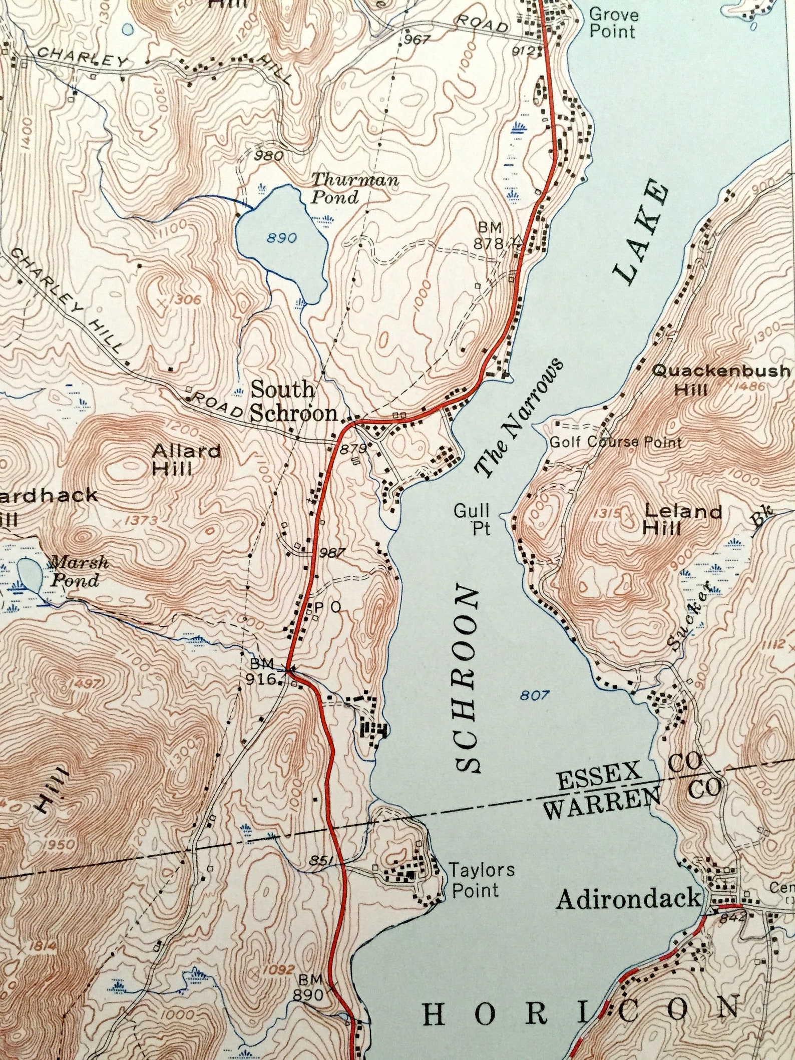 Antique Schroon Lake New York 1953 US Geological Survey Etsy