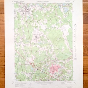 Antike Topographische Karte von Bridgewater, Massachusetts 1977 - Plymouth, Bristol County, Halifax, MA