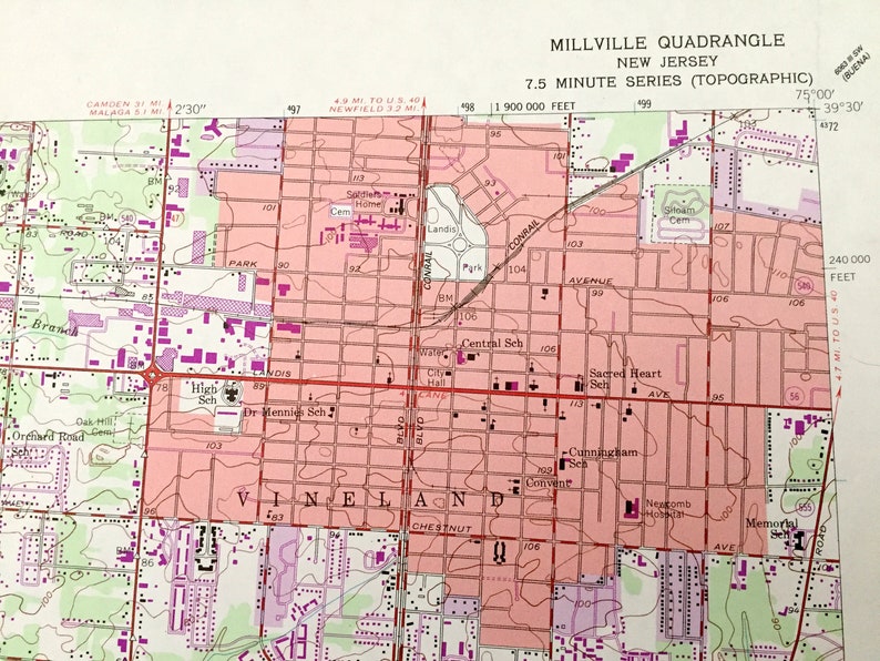 Antique Millville New Jersey 1953 US Geological Survey Etsy