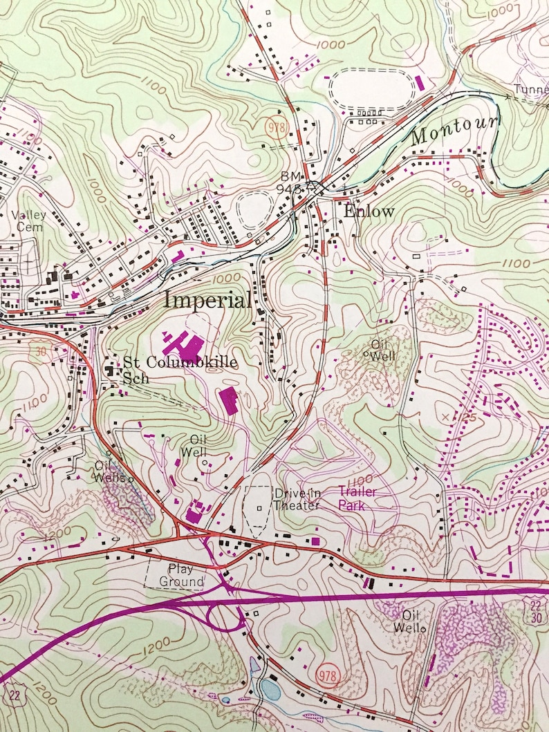 Antique Oakdale Pennsylvania 1960 US Geological Survey Etsy