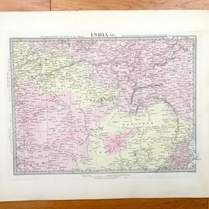 Antieke 1845 India Kaart van SDUK Atlas - Palmyras, Odisha, Sumbulpoor, Allahabad, Golf van Bengalen, Goondwana, Maundee, Bahar, Berar, Oontaree