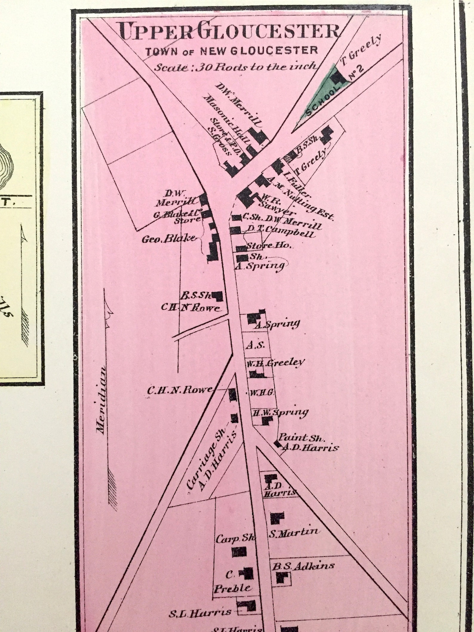 Antique 1871 New Gloucester Maine Map From F.W. Beers Atlas Etsy