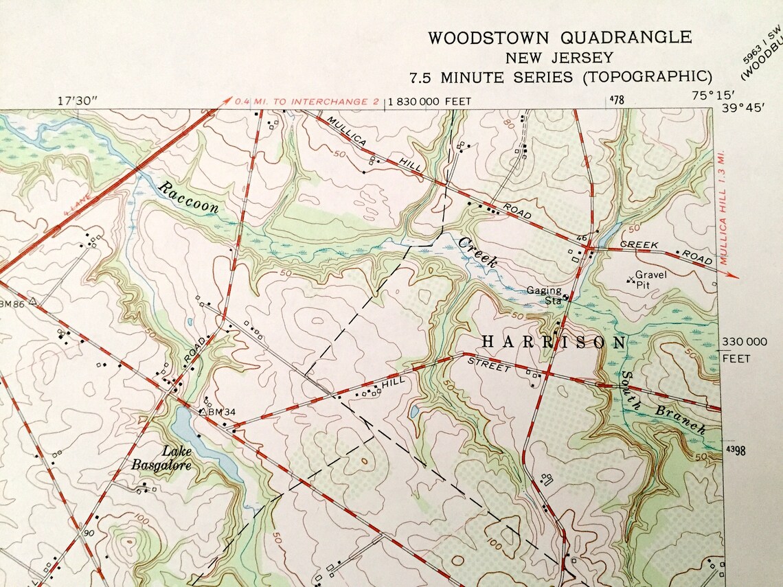 Antique Woodstown New Jersey 1967 US Geological Survey Etsy