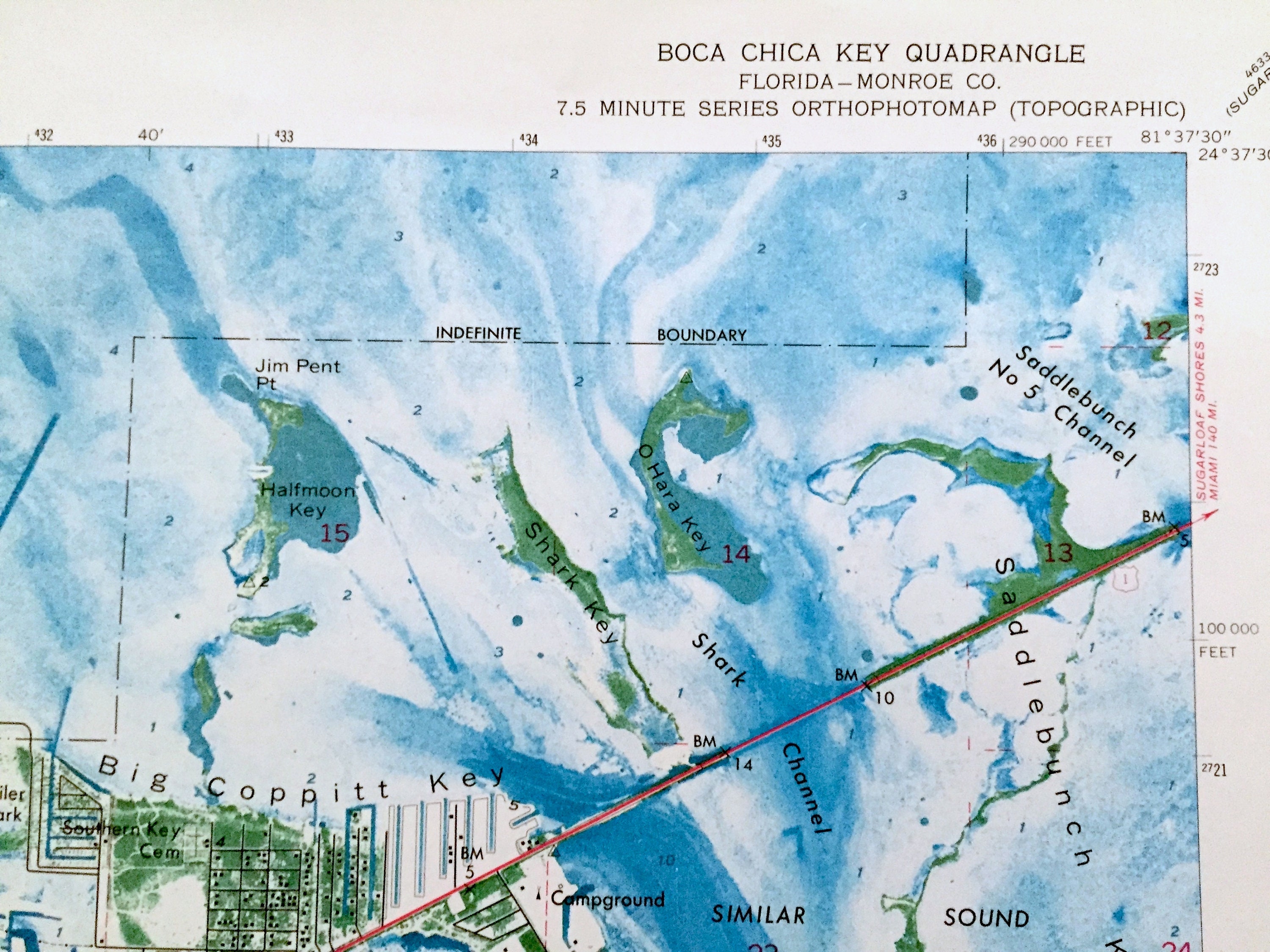 Antique Boca Chica Key, Florida 1971 US Geological Survey Topographic ...