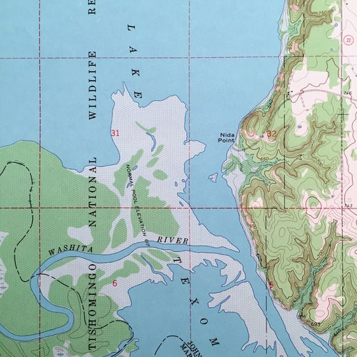 Antique Milburn, Oklahoma 1967 US Geological Survey Topographic Map Marshall, Johnston County