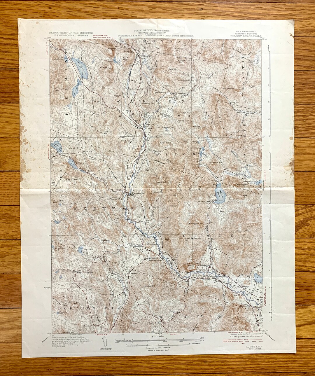 Antique Rumney New Hampshire 1932 US Geological Survey Etsy