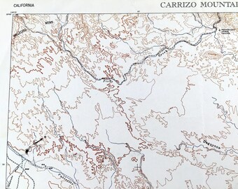 カリフォルニア州カリゾ山のアンティーク1952年米国地質調査所地形図