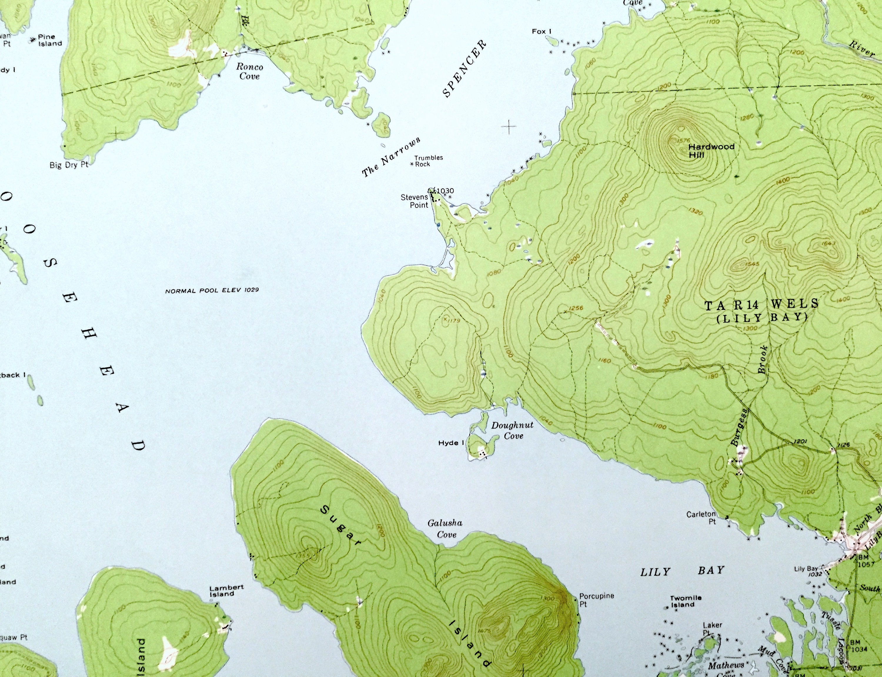 Antique Moosehead Lake, Maine 1957 US Geological Survey Topographic Map ...