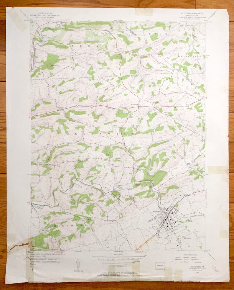 Antique Kutztown Pennsylvania 1956 US Geological Survey Etsy