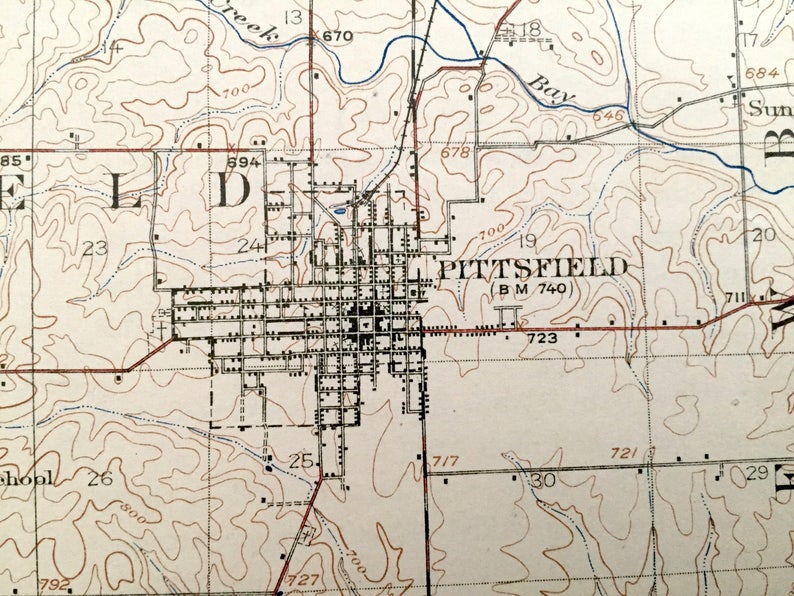 Illinois 1926 US Geological Survey Topographic Map \u2013 Baylis Griggsville Pike County New Salem Newburg Derry Antique Pittsfield Atlas