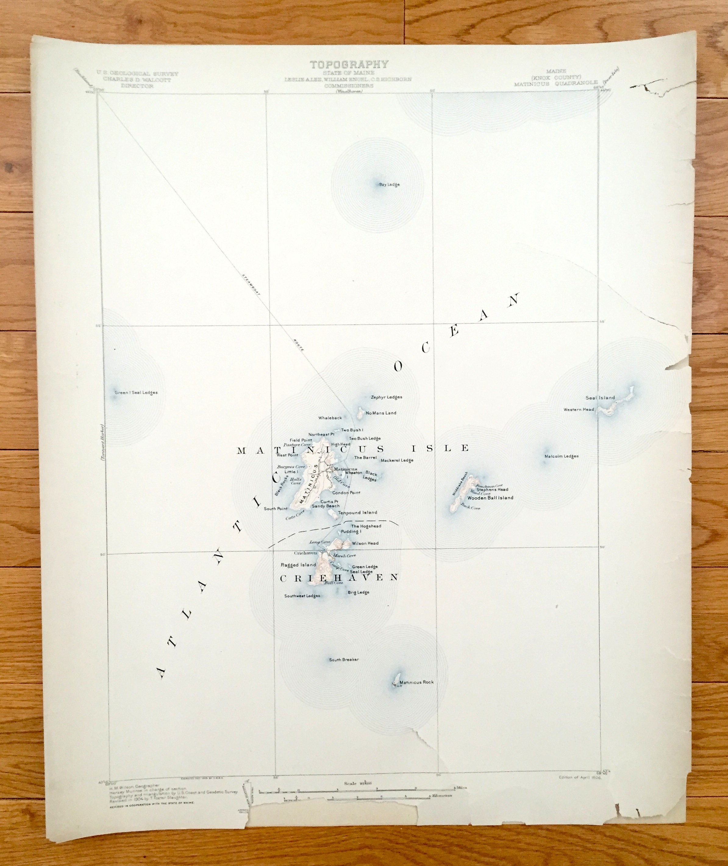 Antique Matinicus, Maine 1906 US Geological Survey Topographic Map – Criehaven, Wooden Ball, Ragged, Seal Island, Knox County Seal Ledges ME