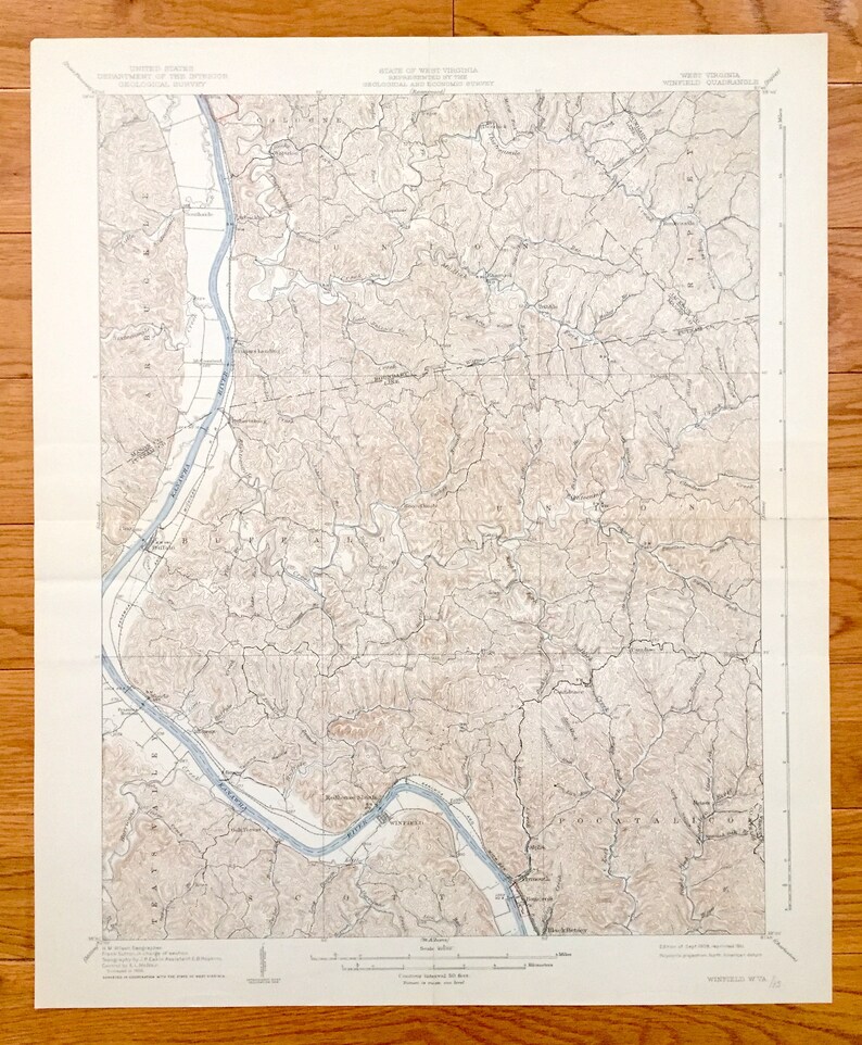 Antique Winfield West Virginia 1908 US Geological Survey Etsy