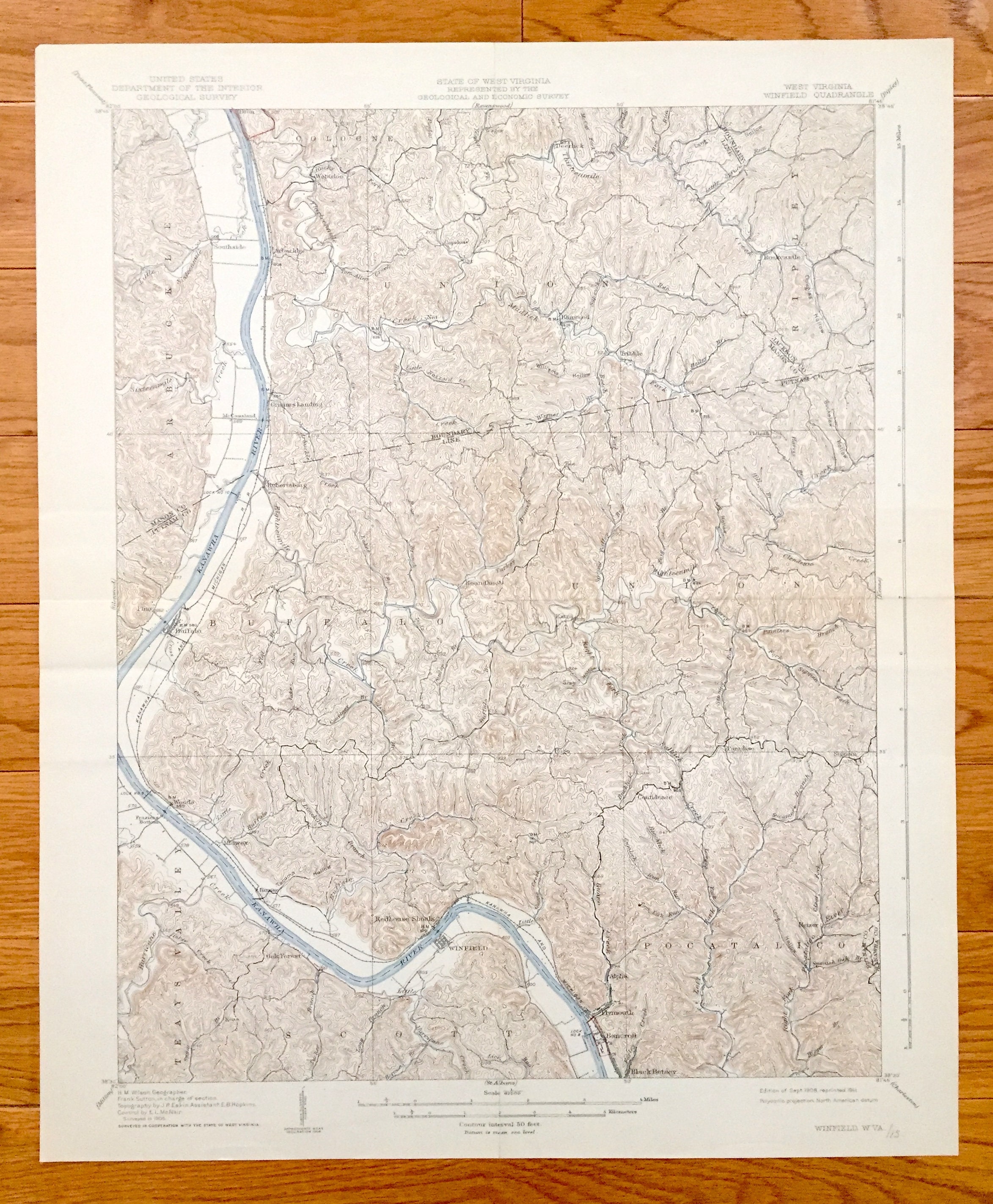 Antique Winfield West Virginia 1908 US Geological Survey Etsy