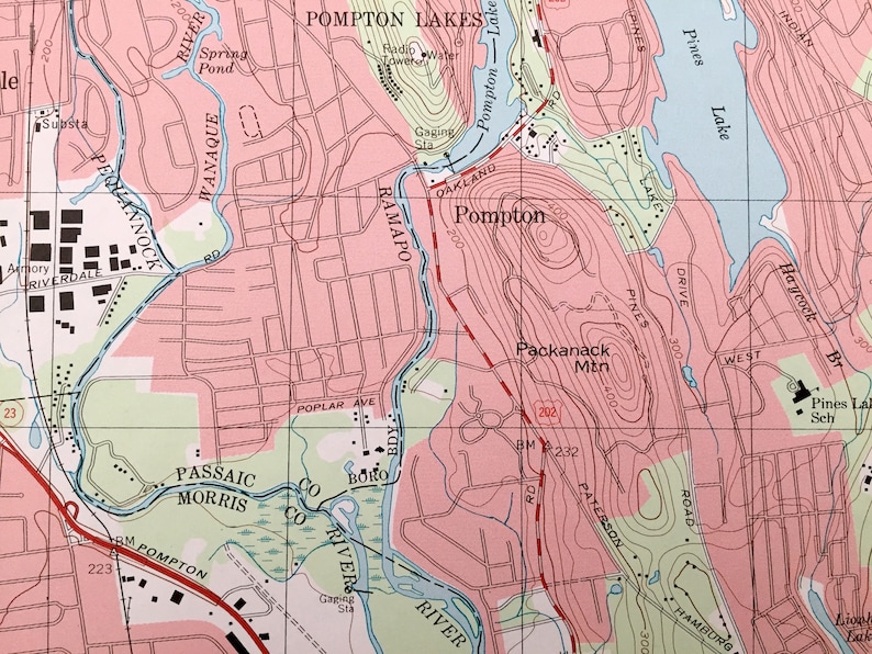 Antique Pompton Plains New Jersey 1995 US Geological Survey Etsy