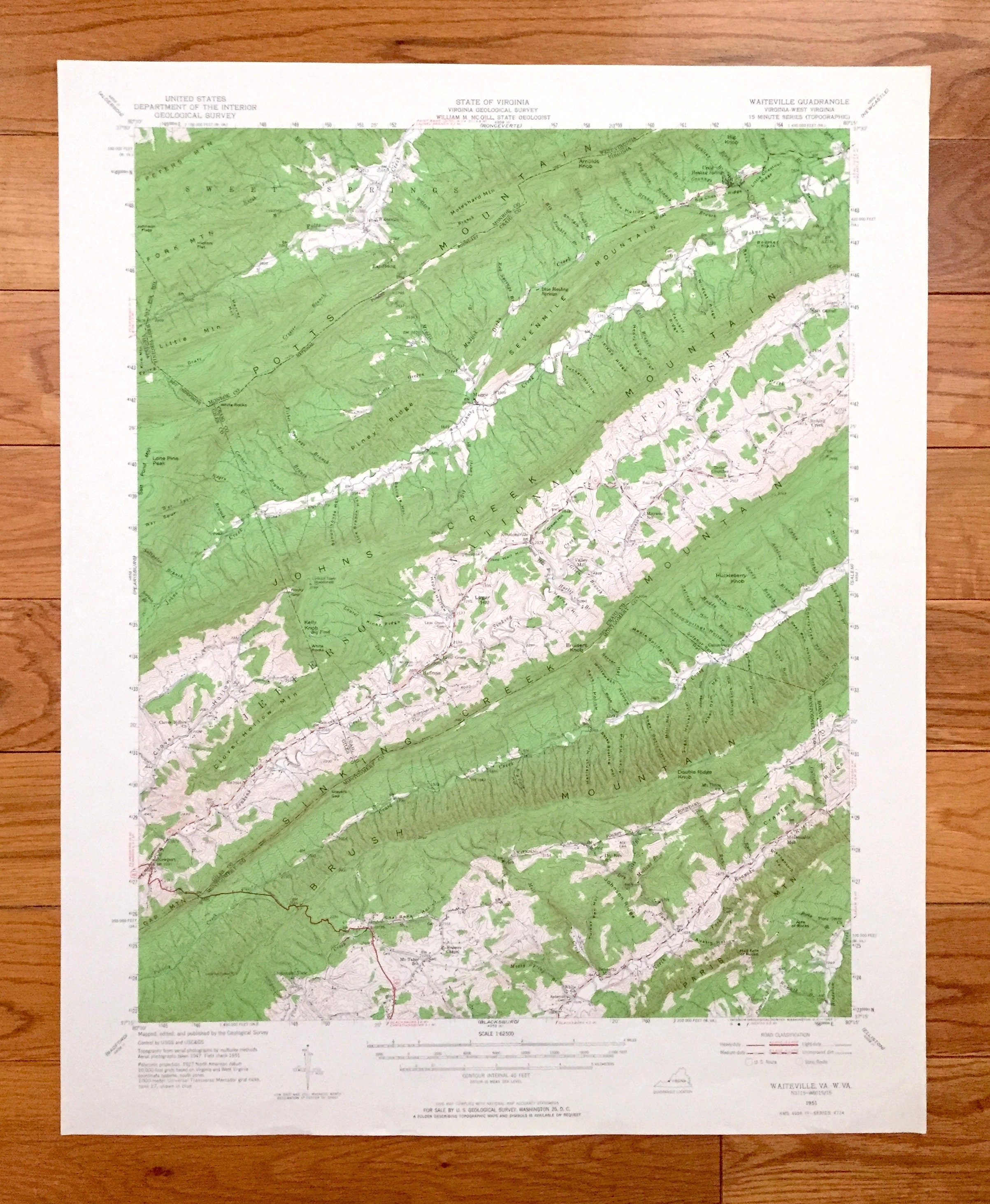 Antique Waiteville West Virginia 1951 US Geological Survey Etsy