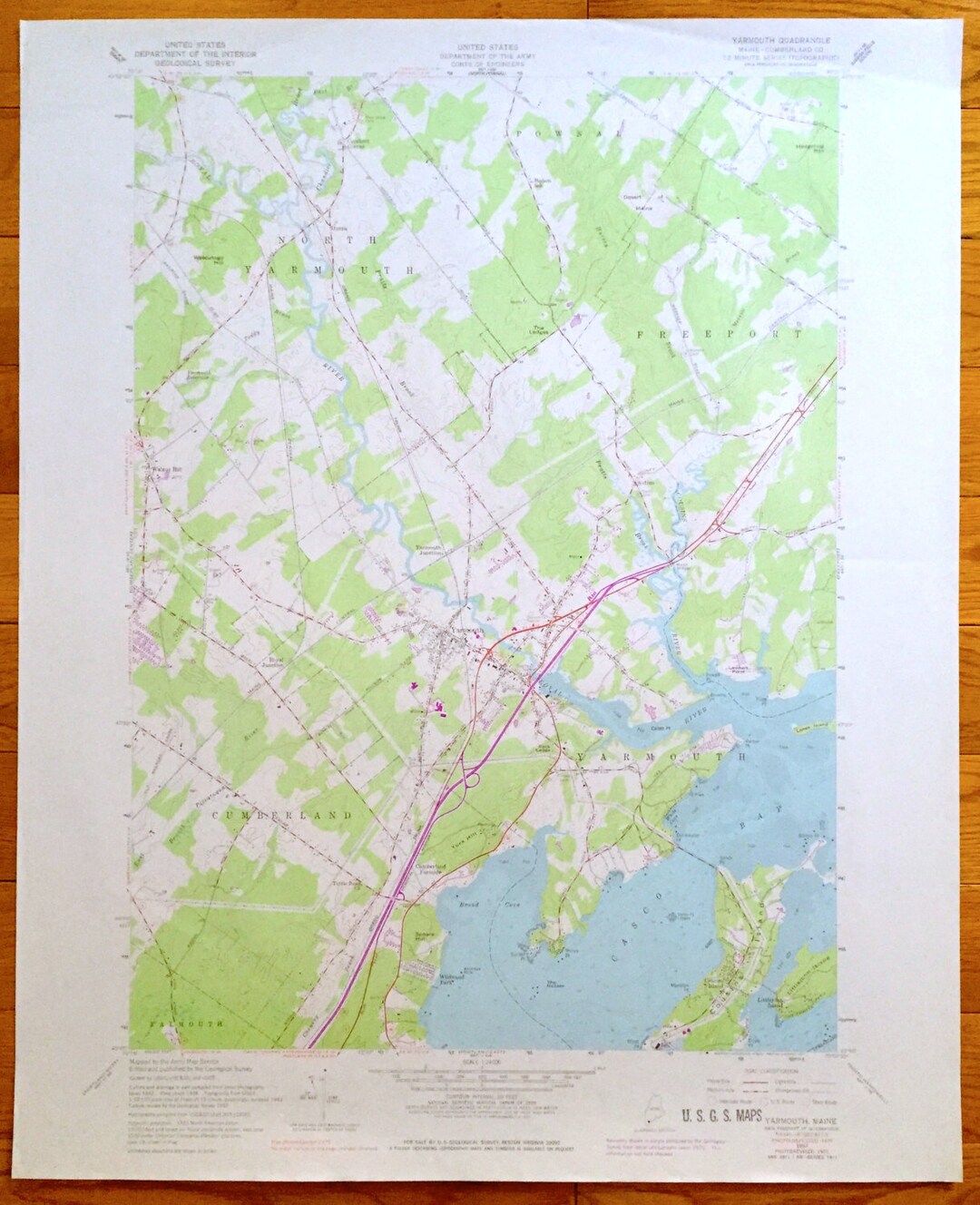 Antique Yarmouth Maine 1957 US Geological Survey Topographic Etsy España