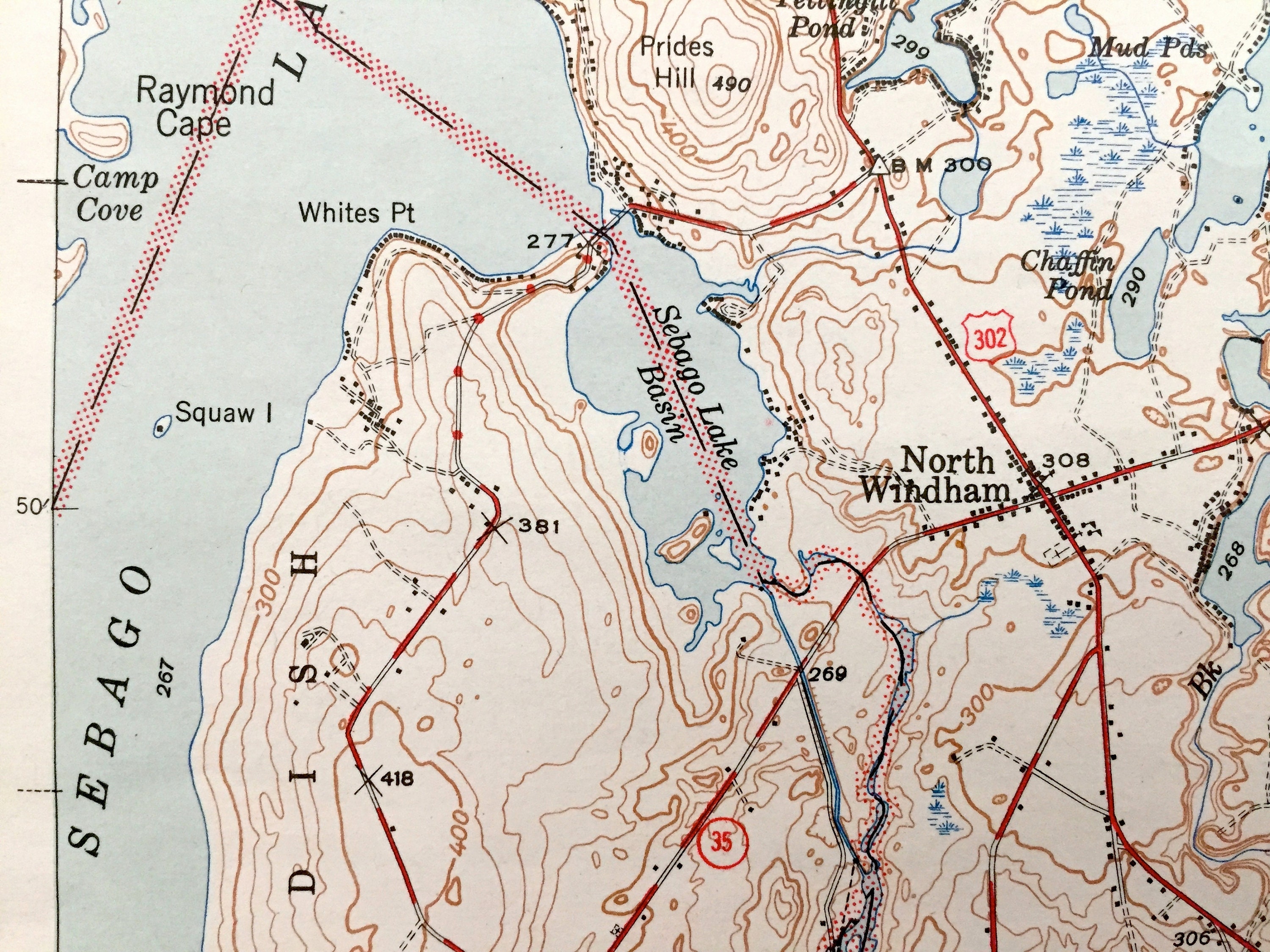 Antique Sebago Lake Maine 1944 US Geological Survey Etsy