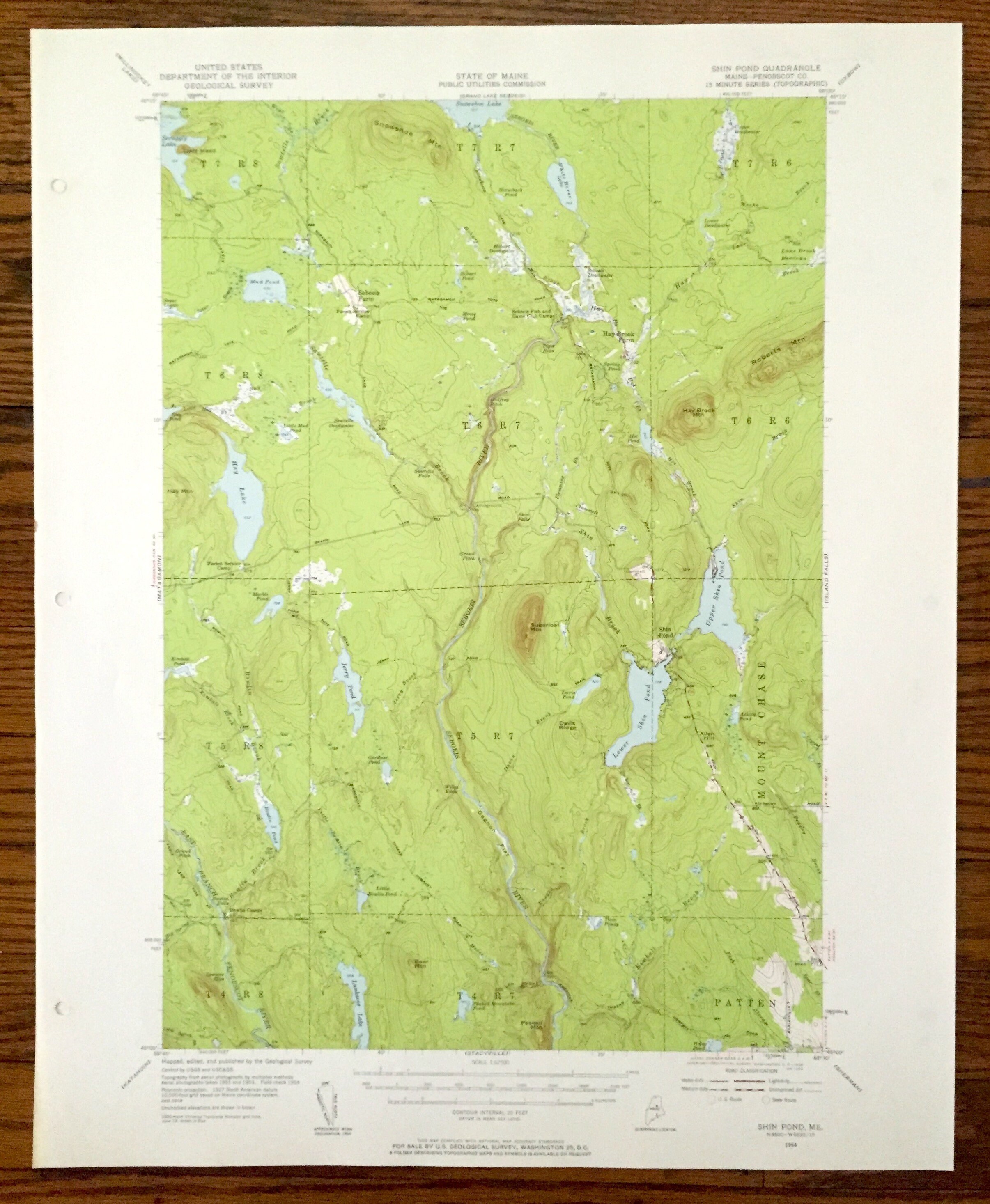 Antique Shin Pond Maine 1954 US Geological Survey Topographic - Etsy