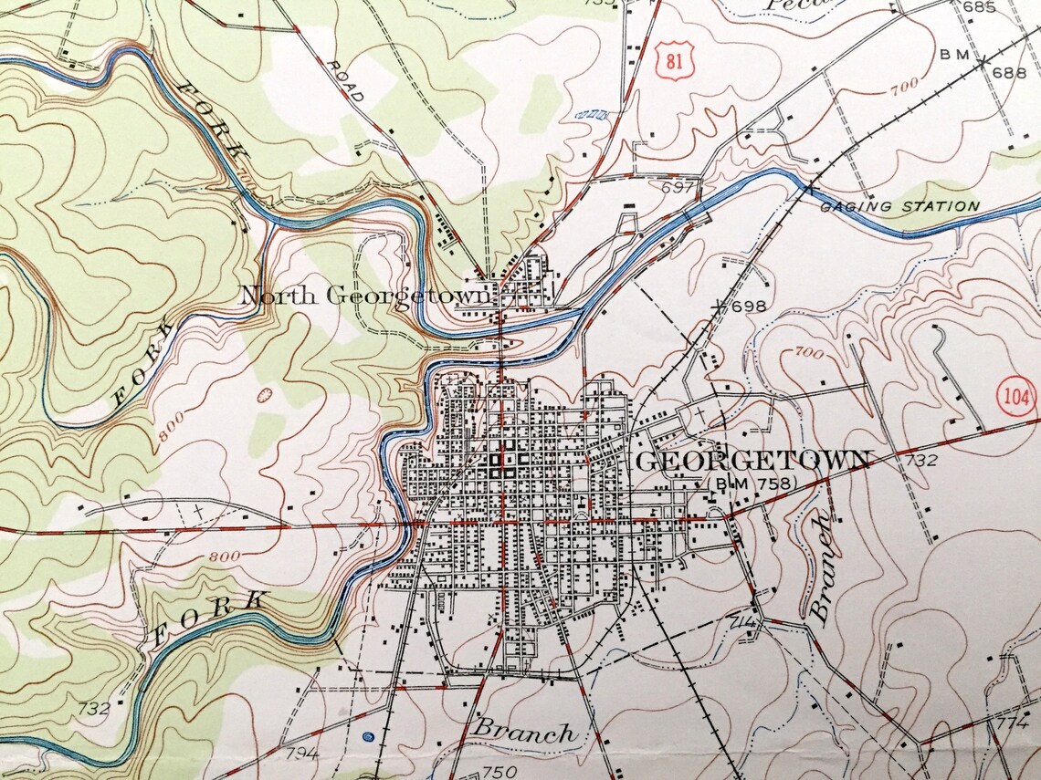 Antique Round Rock Texas 1951 US Geological Survey Etsy