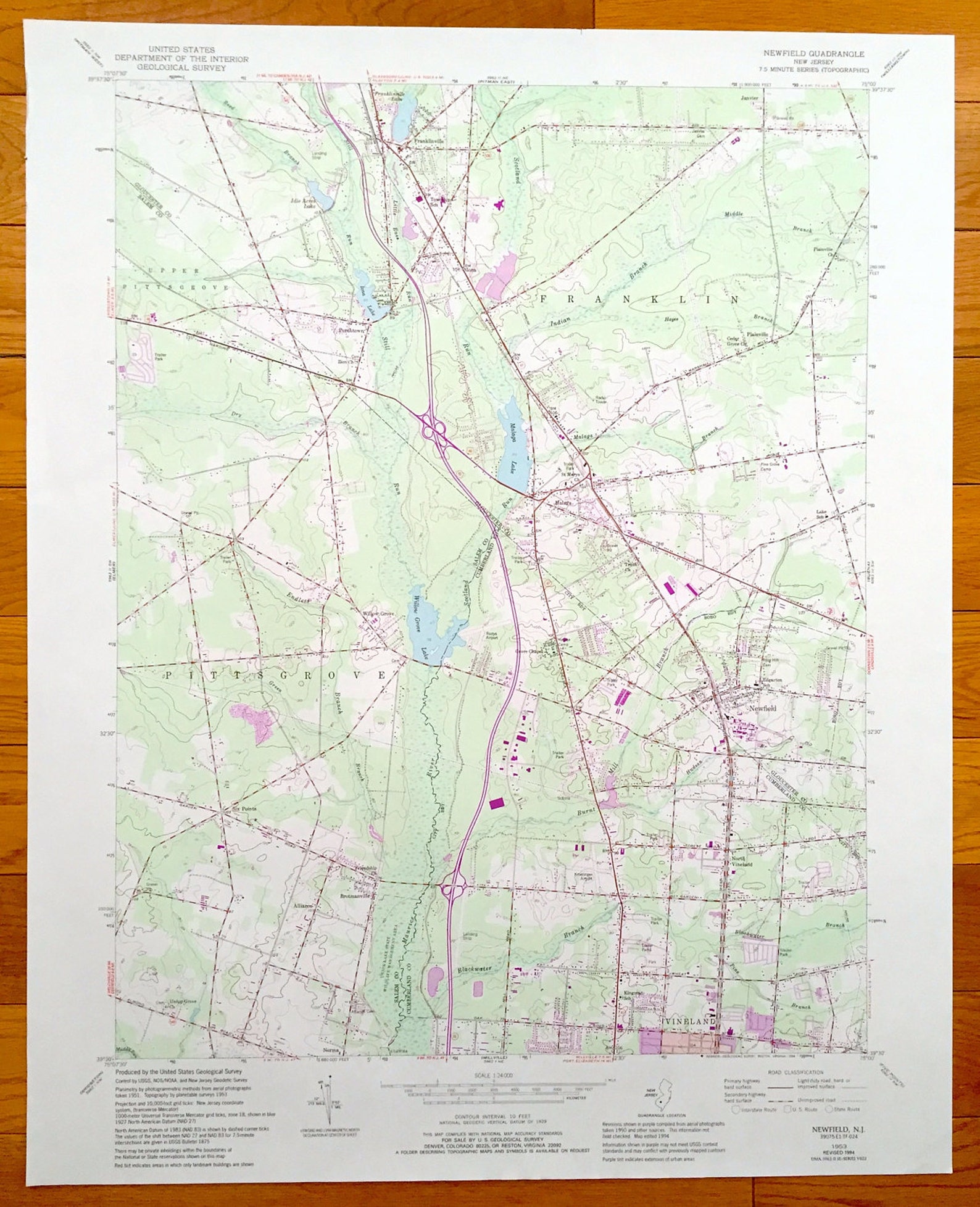 Antique Newfield New Jersey 1953 US Geological Survey Etsy