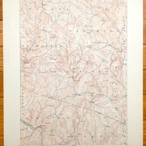 Antique Strafford, Vermont 1896 US Geological Survey Carte topographique – Chelsea, Vershire, Tunbridge, Thetford, Sharon, Norwich, Royalton, VT