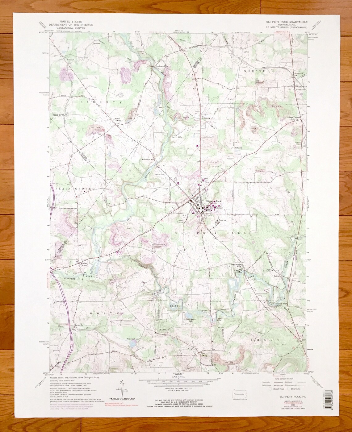 Antique Slippery Rock Pennsylvania 1961 US Geological Survey Etsy