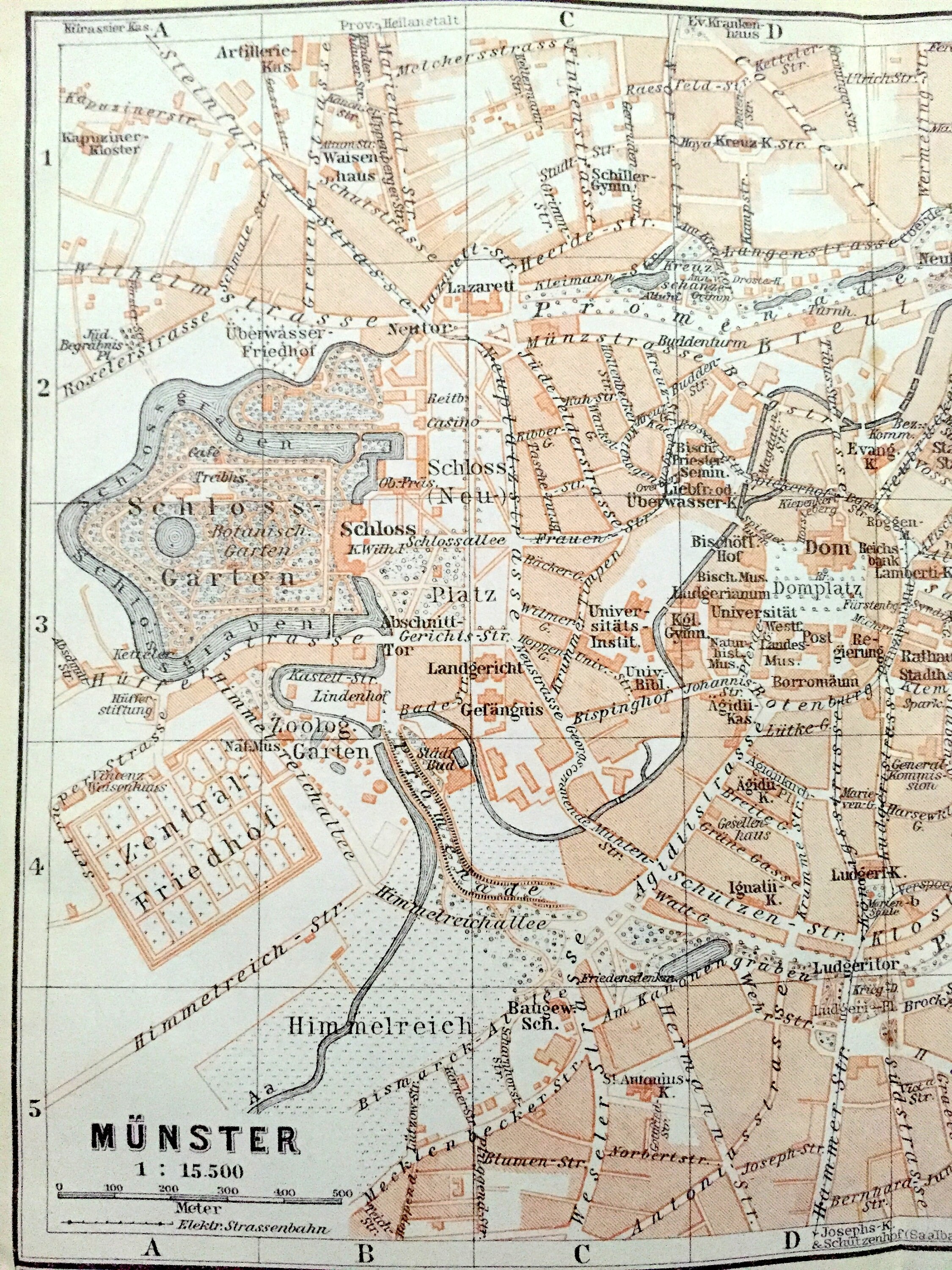 Antike 1925 Munster Deutschland Karte von Baedekers Guide | Etsy
