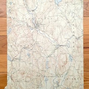 Antique Farmington, Maine 1924 US Geological Survey Mapa Topográfico – Templo, Fuerte, Nuevo Viñedo, Industria, Wilton, Nueva Sharon, Jay