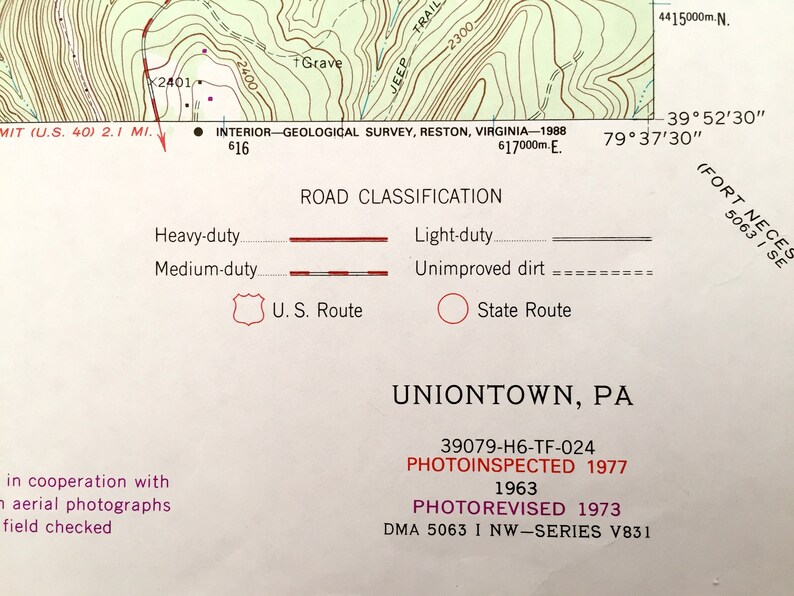 Antique Uniontown Pennsylvania 1963 US Geological Survey Etsy
