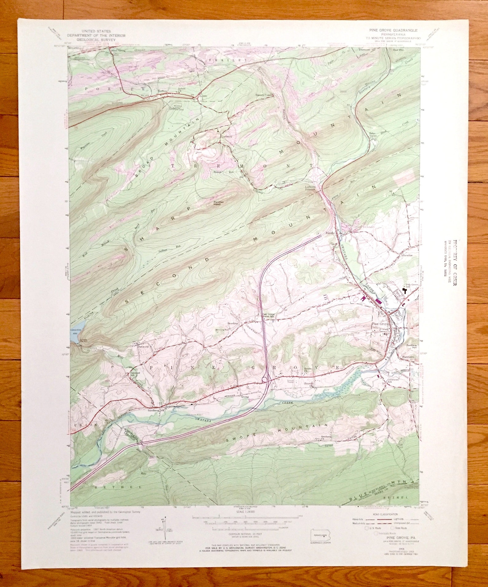 Antique Pine Grove Pennsylvania 1954 US Geological Survey Etsy UK