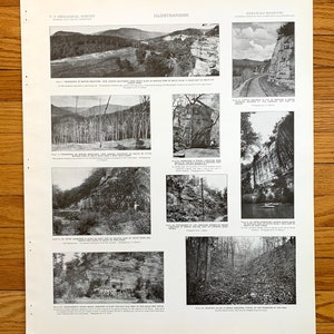 Photographies anciennes de la formation rocheuse d'Eureka Springs et de Harrison Arkansas de 1914 - Carte géologique structurelle du socle rocheux des États-Unis - Carroll, comté de Boone AR