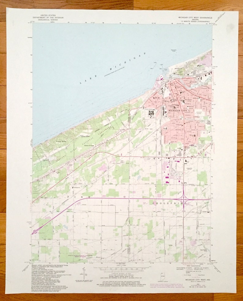Antique Michigan City Indiana 1969 US Geological Survey Etsy