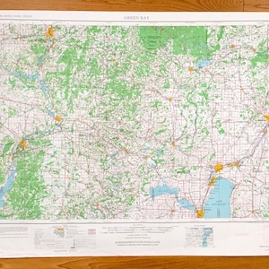 Antique Green Bay, Wisconsin 1955 US Geological Survey Topographic Map – Appleton, Oshkosh, Stevens Point, Wausau, Shawano, Neenah, Kaukauna