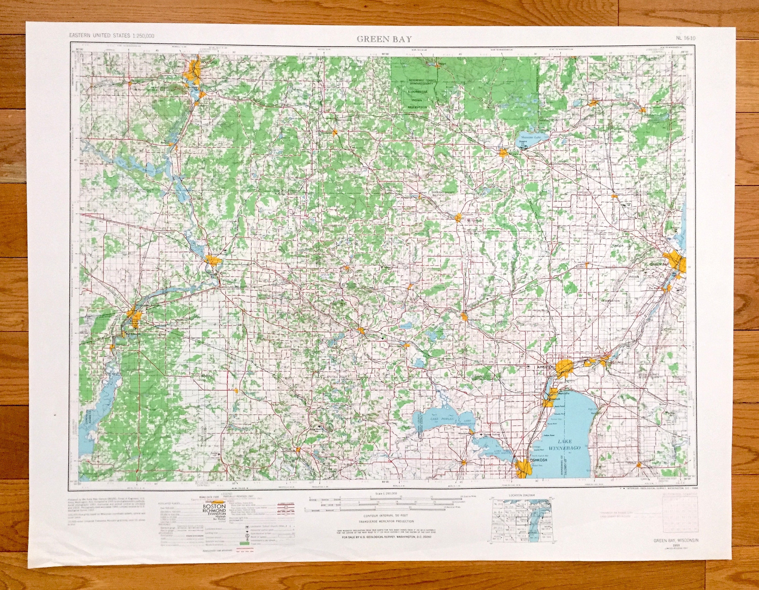 Antique Green Bay Wisconsin 1955 US Geological Survey Etsy