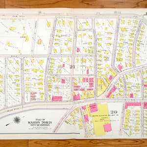 Antike 1906 Roxbury, Massachusetts Karte von GW Bromley Atlas – Boston, Suffolk County, Washington, Franklin Park, Grove Hall, Four Corners
