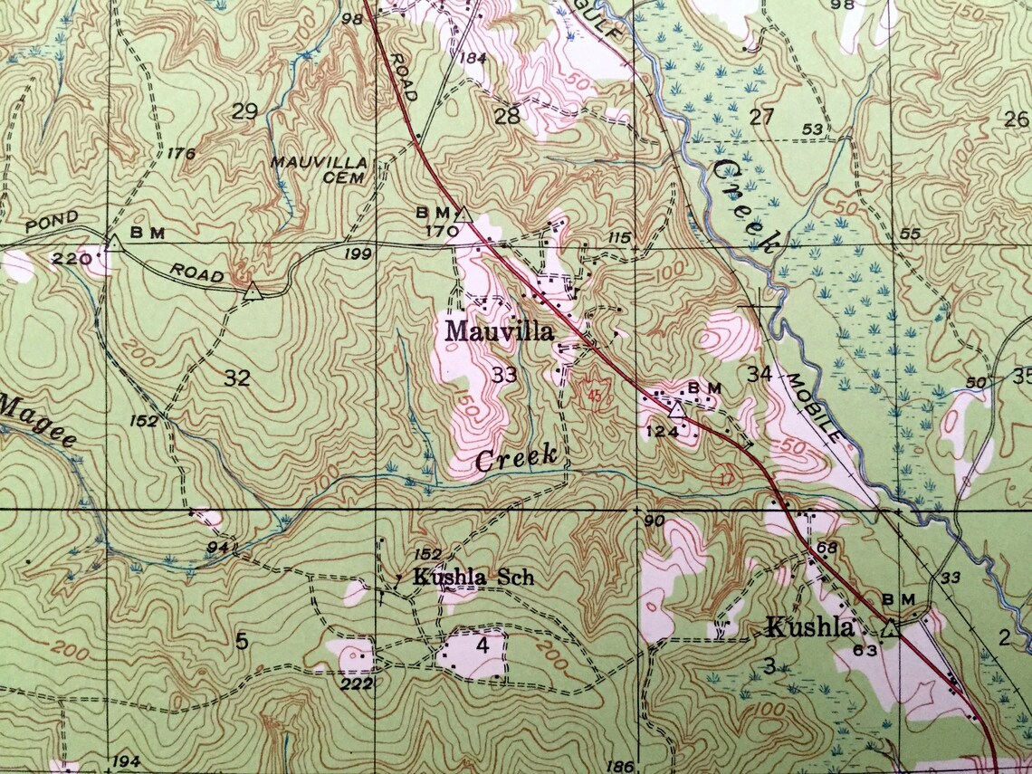 Antique Creola Alabama 1941 US Geological Survey Topographic Etsy