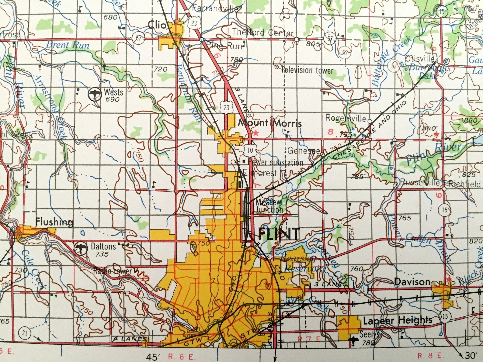 Antique Flint Michigan 1958 US Geological Survey Topographic Etsy