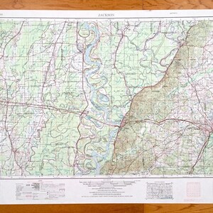 Antique Jackson, Mississippi 1955 US Geological Survey Topographic Map –  Vicksburg, Van Winkle, Clinton, Raymond, Edwards, Yazoo City