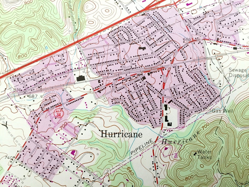 Antique Hurricane West Virginia 1972 US Geological Survey Etsy