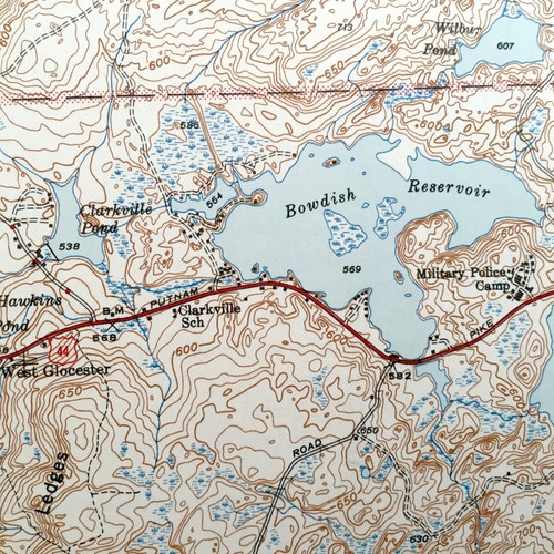 Antique Thompson, Connecticut 1945 US Geological Survey Topographic Map