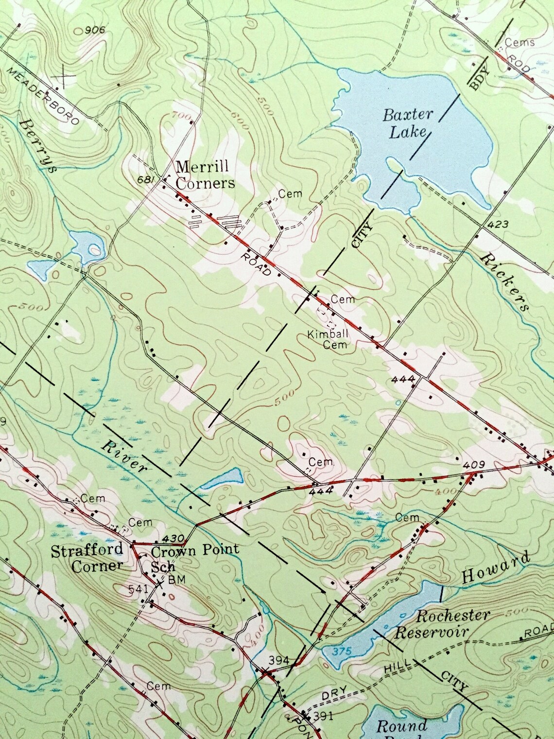 Antique Merrymeeting Lake New Hampshire 1957 US Geological Etsy