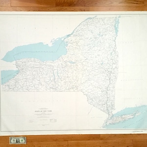 Antik 1976 New York State Map aus dem US Department of Interior – Manhattan, Long Island, Adirondacks, Catskills, Hudson River, NY
