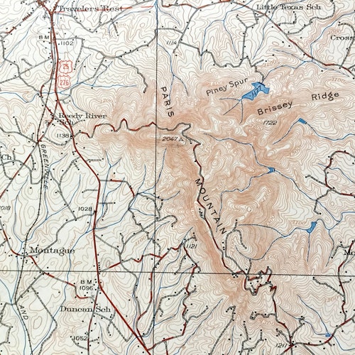 Antique shops Greenville, South Carolina 1938 US Geological Survey Topographic Map – County, Mauldin, Berea, Taylors, Conestee, Paris Mountain, SC