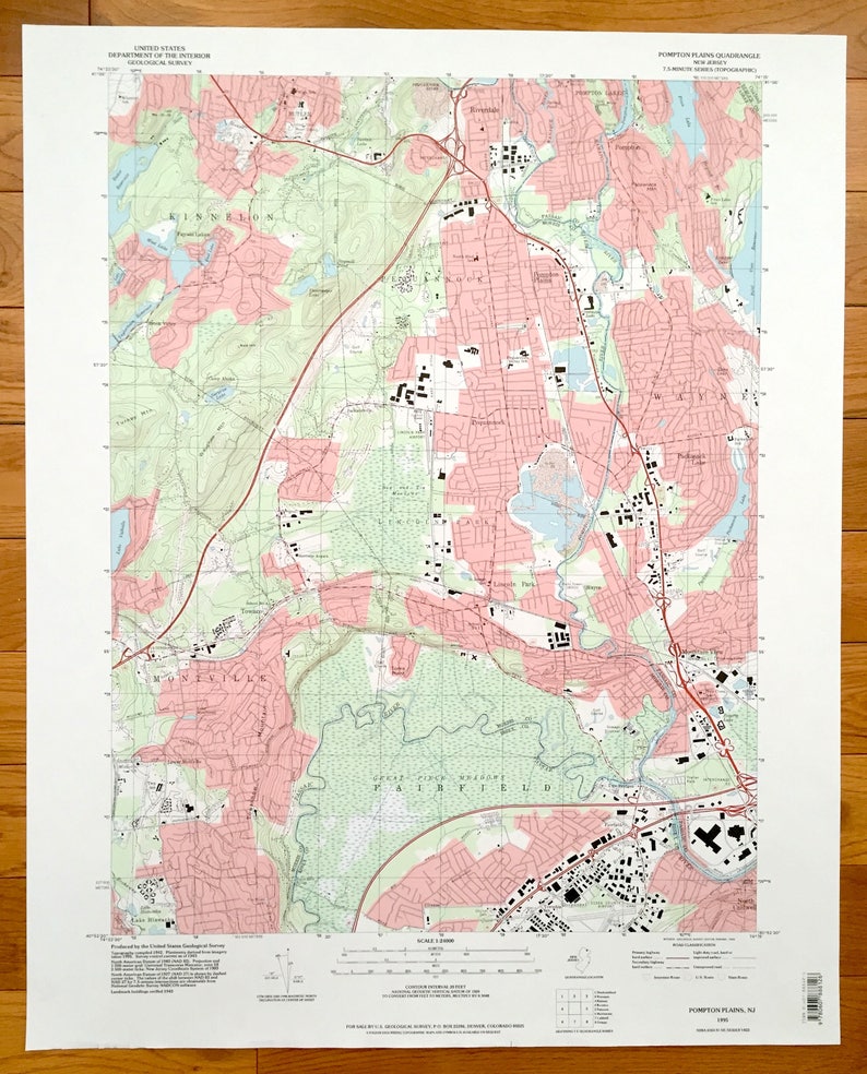 Antique Pompton Plains New Jersey 1995 US Geological Survey Etsy