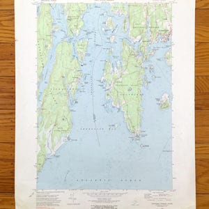 Antike Boothbay Cabochon, Topographische Karte von Maine, 1970 – Lincoln County, Sagadahoc, Georgetown, Southport, Westport, ME