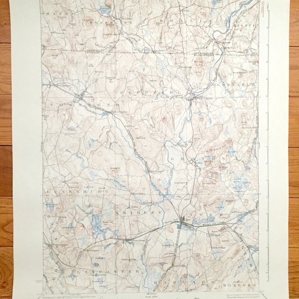 Antique Groton, Massachusetts 1936 US Geological Survey Topographic Map – Ayer, Shirley, Pepperell & Hollis, Brookline, New Hampshire MA NH