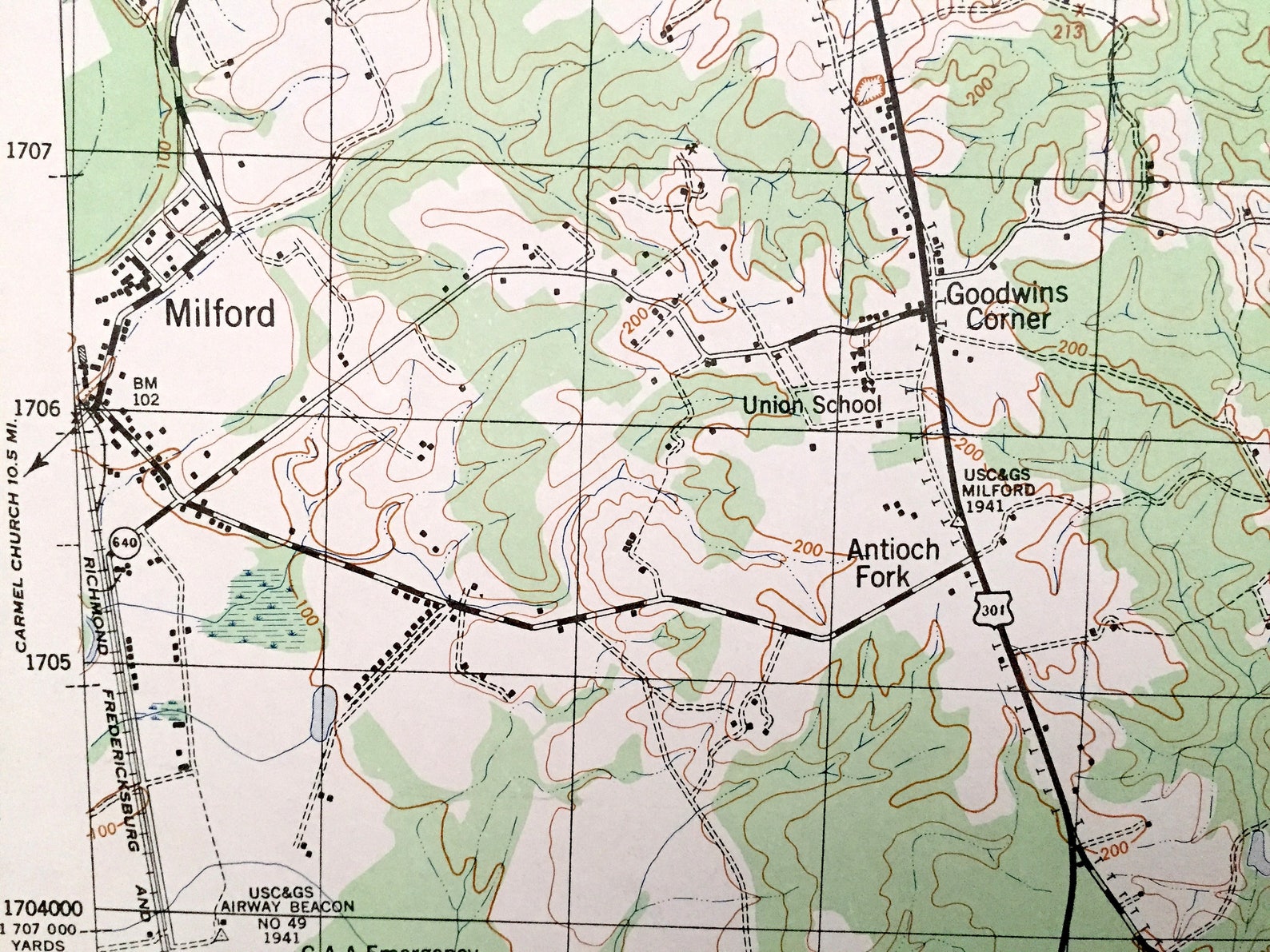 Antique Bowling Green Virginia 1942 US Army Topographic Map Etsy