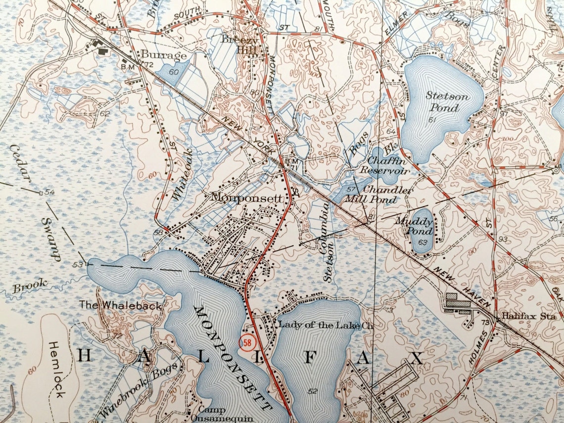 Antique Hanover Massachusetts 1940 US Geological Survey Etsy UK